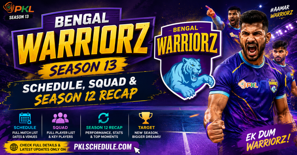 Bengal Warriorz PKL Schedule 2026 (Season 13 Team Guide) Bengal Warriorz PKL Schedule 2026 (Season 13 Team Guide)
